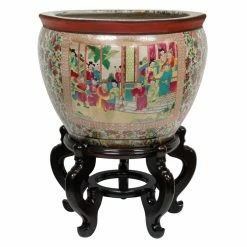 Best Sale β¨ Novelty Oriental Furniture Rose Medallion Porcelain Fishbowl Planter π