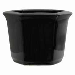 Best Pirce โ Planter Pots Oriental Furniture Solid Black Porcelain Flower Pot โค๏ธ