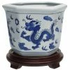 Cheap 💯 Planter Pots Red Lantern Dragon Blue And White Porcelain Flower Pot 🛒