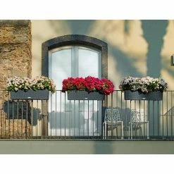 Brand new ❤️ Deck & Railing Rectangle Lechuza Balconera Cottage Self-Watering Resin Planter 🎉