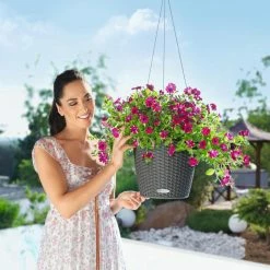 Best Sale 🥰 Round Lechuza Nido Cottage Resin Self-Watering Hanging Planter ✔️