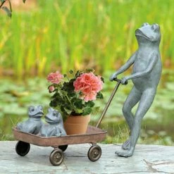 Wholesale βοΈ Novelty San Pacific International Frog Family With Wagon Planter β€οΈ