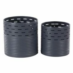 Deals 🌟 Novelty DecMode Modern Pierced Iron Planters - Set Of 2 🧨