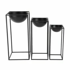 Cheap ⭐ Novelty DecMode Modern Iron Rectangular Framed Bowl Plant Stands - Set Of 3 ✨