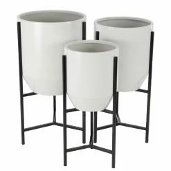 Best deal π Novelty DecMode Modern Iron Tapered Round Planters With Stand - Set Of 3 π
