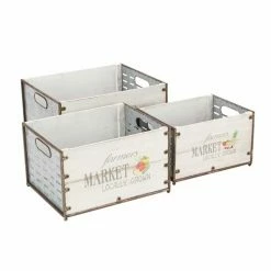 Deals π Novelty DecMode Fir Wood And Iron Market Crate Planters - Set Of 3 π