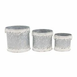 Budget 🔔 Novelty DecMode Round Iron Barrel Planters - Set Of 3 🥰