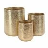 Hot Sale 😍 Novelty DecMode Modern Round Gold Aluminum Planters - Set Of 3 🔥
