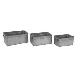 Flash Sale ❤️ Planter Sets DecMode Farmhouse Iron Rectangular Planters With Handle - Set Of 3 😍