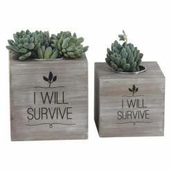 Discount βοΈ Novelty DecMode Rustic Wood And Iron Cube Decorative Planters - Set Of 2 π