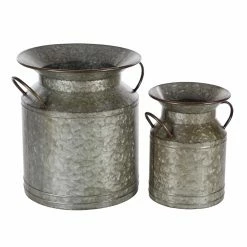 Outlet 😍 Novelty DecMode Iron Milk Can Planters - Set Of 2 🛒