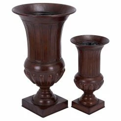 Buy β DecMode Traditional Bronze Flared Urn Planters - Set Of 2 π