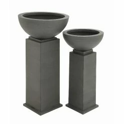 Best Sale π Novelty DecMode Iron Bowl Pedestal Planters - Set Of 2 π―