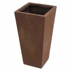 Wholesale ๐ฏ Planter Pots LuxenHome Rustic Brown Tall Angled Planter ๐