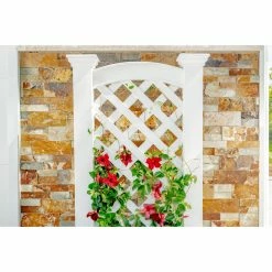 New ⭐ New England Arbors Vita Classic Square Vinyl Kensington Planter With Trellis ✔️ -Garden Planters & Plant Pots Sales Shop scaleNEA078