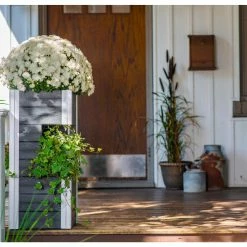 Hot Sale 🌟 Planter Boxes Vita Urbana Vinyl 2 Tired Outdoor Pillar Planter ⌛ -Garden Planters & Plant Pots Sales Shop scaleNEA184