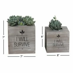 Discount ✔️ Novelty DecMode Rustic Wood And Iron Cube Decorative Planters - Set Of 2 🛒 -Garden Planters & Plant Pots Sales Shop scaleUMA12029