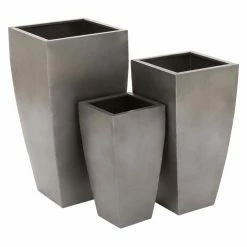 Best Pirce ⭐ Planter Sets DecMode Gray Metal Planters - Set Of 3 ✨ -Garden Planters & Plant Pots Sales Shop scaleUMA8713