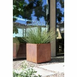 Budget 🤩 Commercial Veradek Metallic Series Cube Planter - Corten Steel 😍 -Garden Planters & Plant Pots Sales Shop scaleVERA021