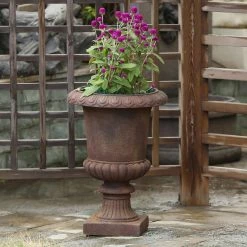 Cheapest 😍 LuxenHome Classic Bronze Urn Planter ✔️ -Garden Planters & Plant Pots Sales Shop scaleWINH189